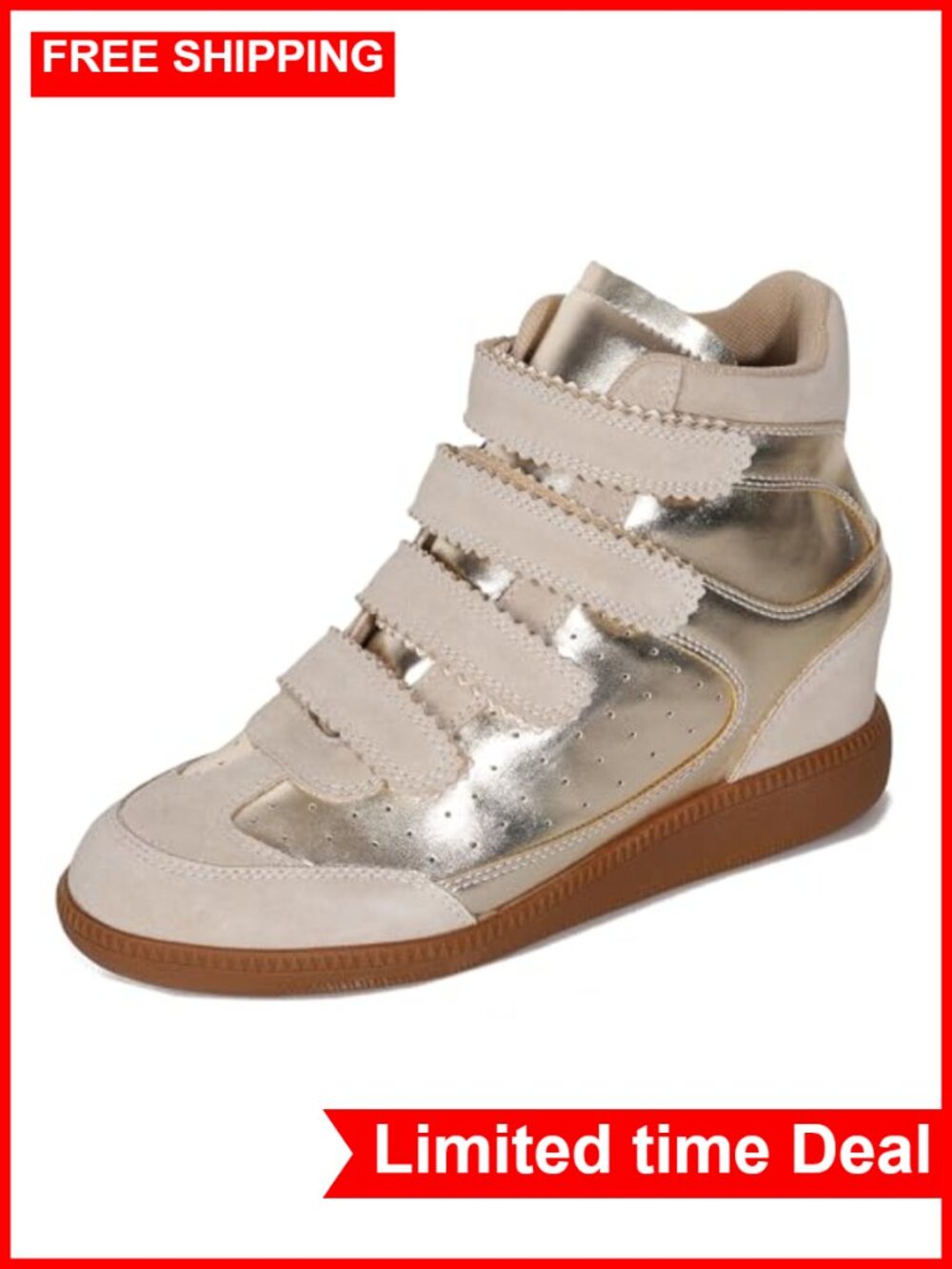 Wedge High Top Sneakers Memory Foam Insole Leather Casual